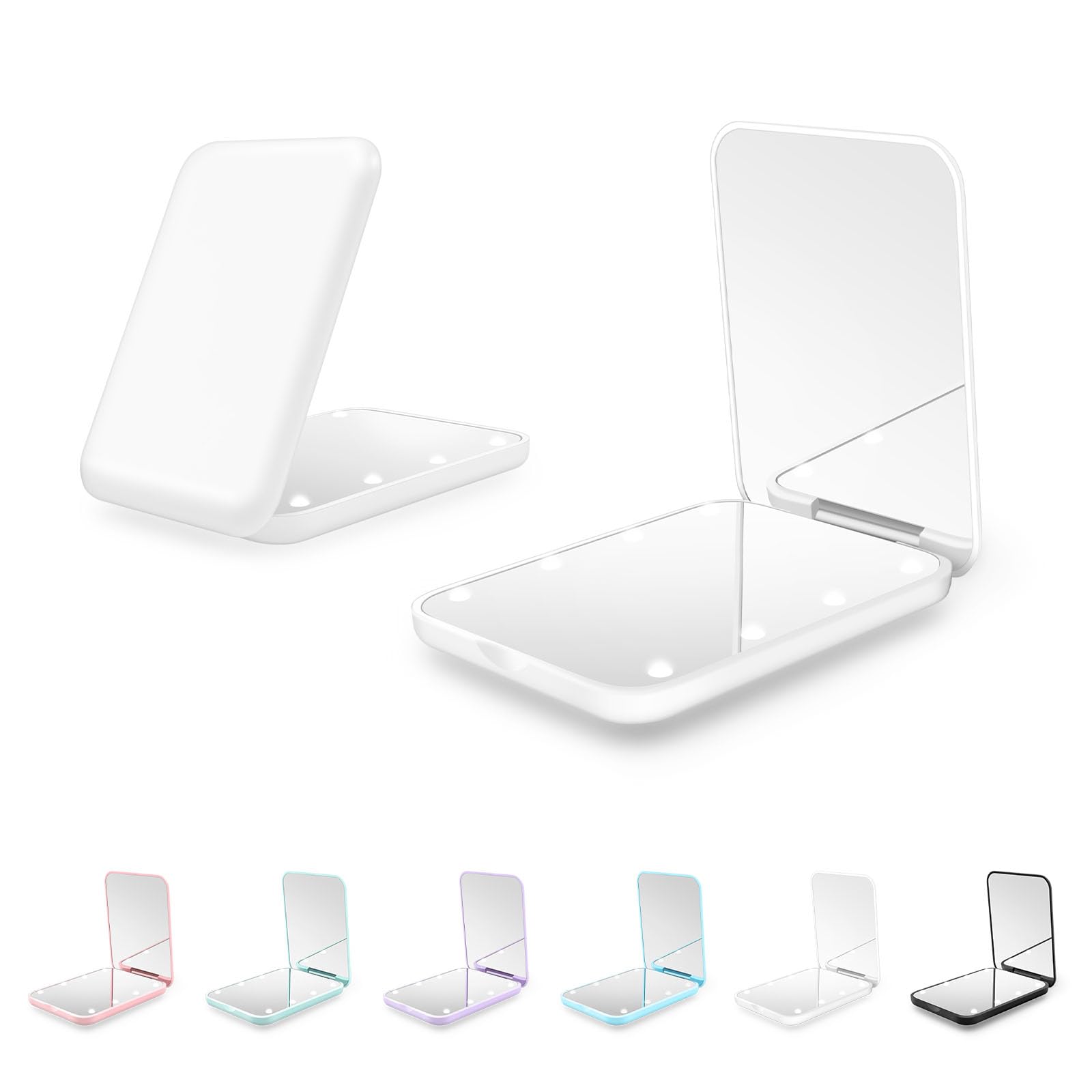 Compact Mirror, 1X/3X Magnification LED Pocket Mirror with Nternal BIattery, Mini Mirror for Purse, Pocket,Travel and Present (White)