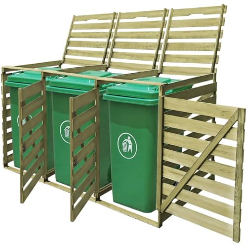 Générique Abri pour Poubelle Triple 240 L Bois imprégné, Maison & Jardin, Produits ménagers, Accessoires pour conteneurs à déchets, Cache-conteneurs à déchets,...