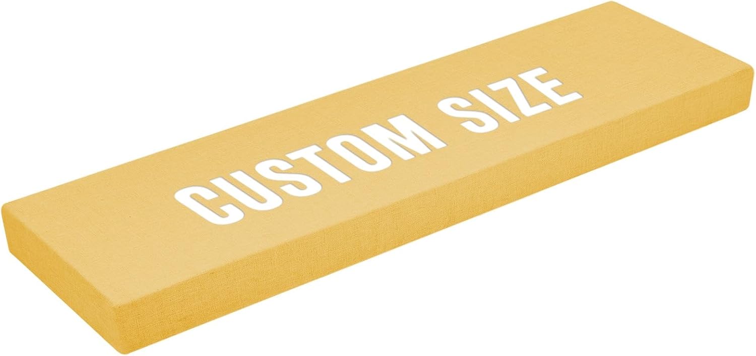 Custom Size Bench Cushion, Bay Window Seat Cushion, Thick Upholstery Foam Long Chair Cushion Sofa Pads Outdoor/Indoor Patio Furniture (Color : Yellow, Size : 15.7" x 15.7" x 3")