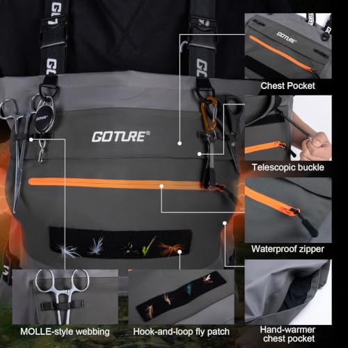 Image of Goture 5-Layer Breathable Stocking Foot Waders & Waist Gear, 5 Sizes