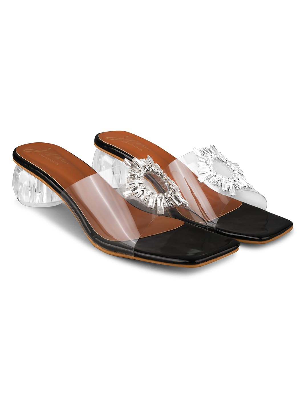 JM LOOKS Rhinestone Transparent Crystal Block Heels Open Toe Sandals (B0CX23W17M) Amazon Price History, Amazon Price Tracker