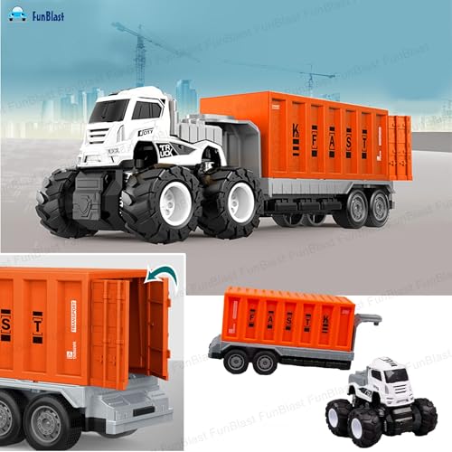 Image of FunBlast Container Truck Toy for Kids - Push & Go Friction Power Container Truck Toy for Kids, 1:43 Scale Model 4X4 Drive Die-Cast Metal Truck Toys for 3+ Year Old Boys & Girls (Style-B)