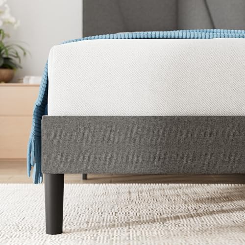 Zinus Maya Polsterbett 180x200 cm mit Kopfteil - 30 cm Hohes Bett 180x200 mit Lattenrost aus Holz - Kompakte Verpackung & Einfache Montage - Dunkelgrau
