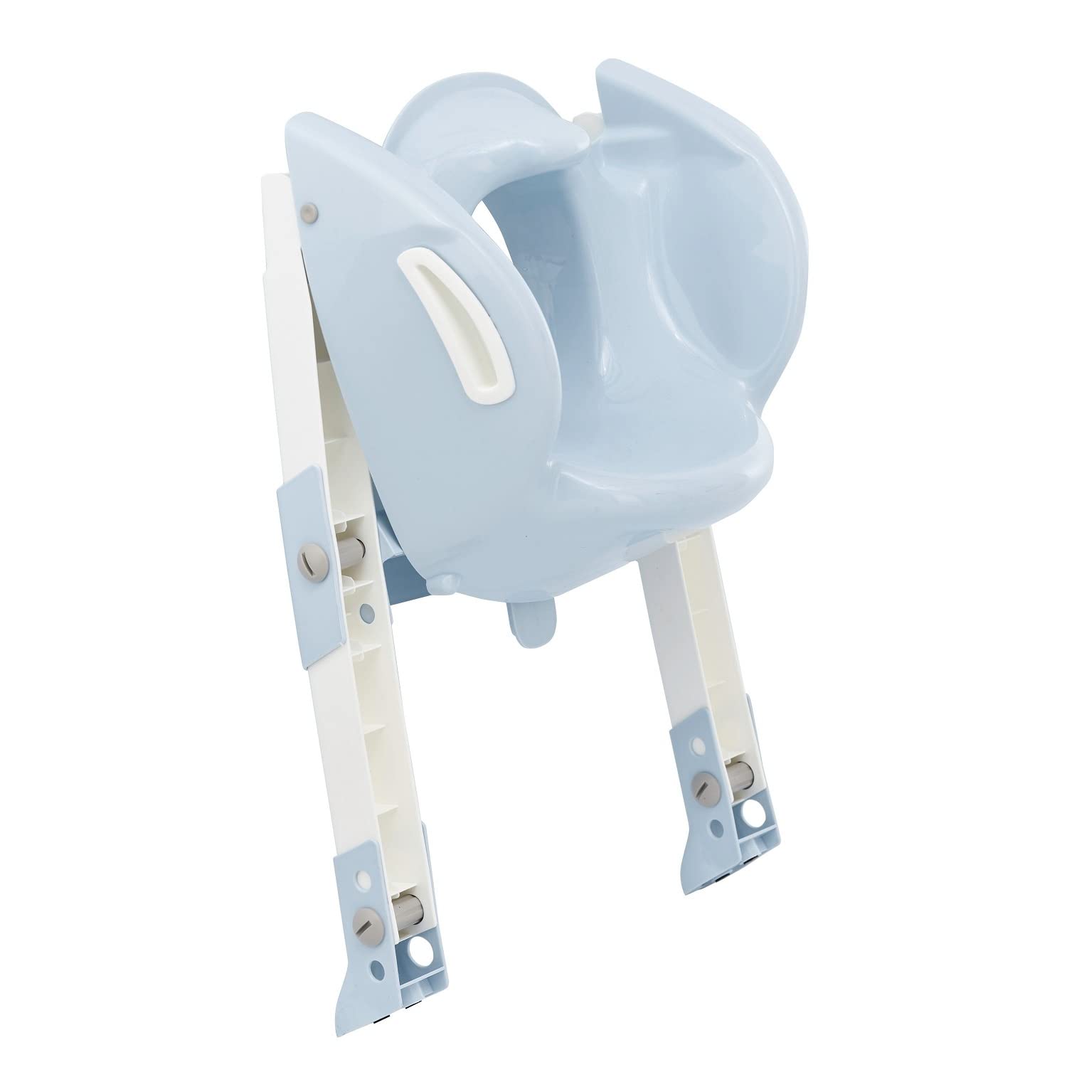 THERMOBABY - Réducteur WC Enfant - Kiddyloo - Astucieux, Ludique & Hygiénique - Pieds Réglables - Marche Antidérapante - Pliage Compact - Fleur Bleue & Petit Ours Brun sur le pot
