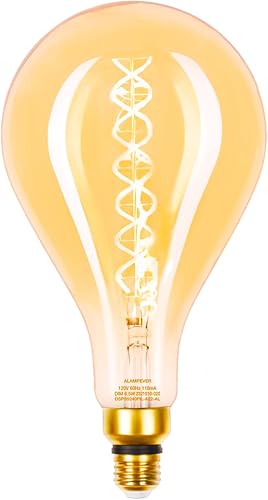 ALAMPEVER Bombillas LED Edison decorativas de gran tamaño, LED regulables con 7 W equivalentes a bombillas de 40 W, 2200 K blanco cálido, base E26,