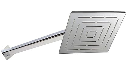 ANMEX 8X8 SS 304 Maze Heavy Duty Overhead Chrome Polished Finish Shower Head with Shower Arm/Rod and Wall Flange (24 Inches Rod)