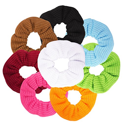 Aprince 8 Pieces Hair Scrunchies Hair Bun Maker Hair Ties Scrunchies for Women Hair Elastic Ponytail Holders Hair Scrunchies Hair Bobbles for Women Wool and 8 Color…