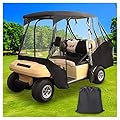 10L0L 4 Passenger Golf Cart Enclosures for Club Car DS with Security Side Mirror Openings, Waterproof Portable Transparent Golf Cart Cover Storage Driving Enclosure - Passengers Can Sit in Back