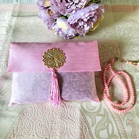 bazachi Mihrab Taffeta Ottoman Prayer Mat / Rug with Gift Bag (Pink) Cover