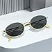 DCEHGEW Women Men Fashion Retro Trendy Sunscreen Metal Frame Oval Sunglasses for Outdoor Beach Driving Cycling-Golden Black Gray