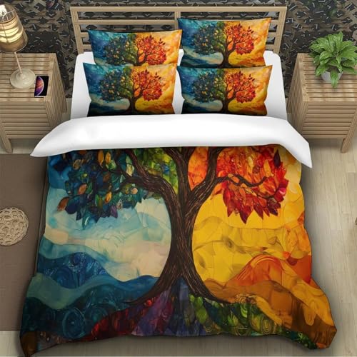 Housse de couette automne 3D en microfibre 260x220 cm avec 2 taies d'oreiller - 5