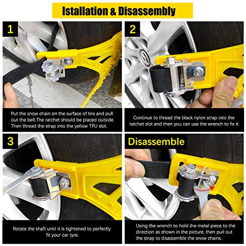 image for Buyplus Upgrade Snow Chains for Cars - 6 Set Emergency Anti Slip Tire 