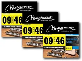Magma Cordas de guitarra elétrica - Cordas de guitarra elétrica de aço inoxidável leve personalizadas 0,23 cm - 0,116 cm (calibre 09-46) - GE130S - 3 conjuntos