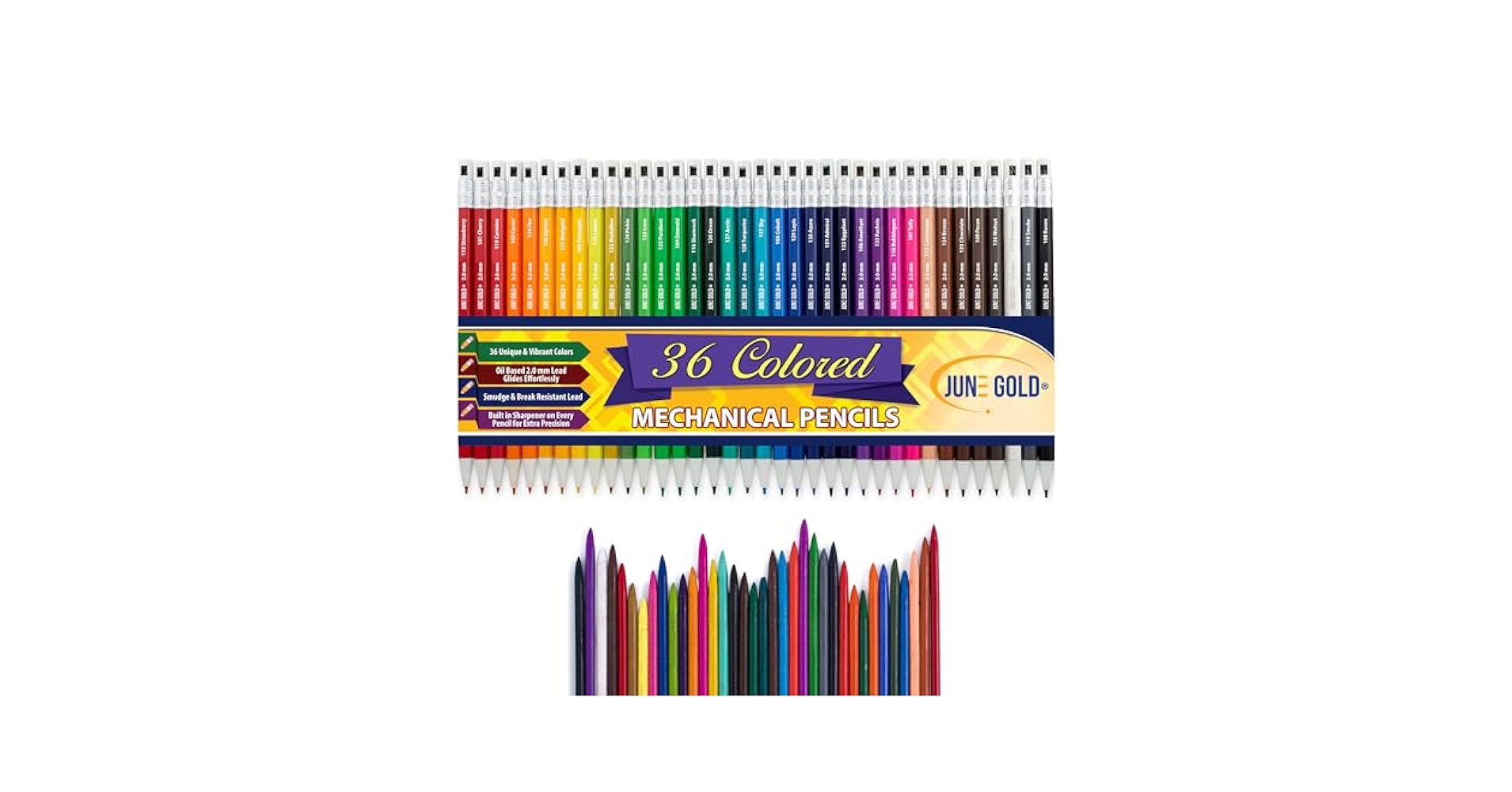 Amazon.com : June Gold 36 Assorted Colored 2.0 mm Mechanical