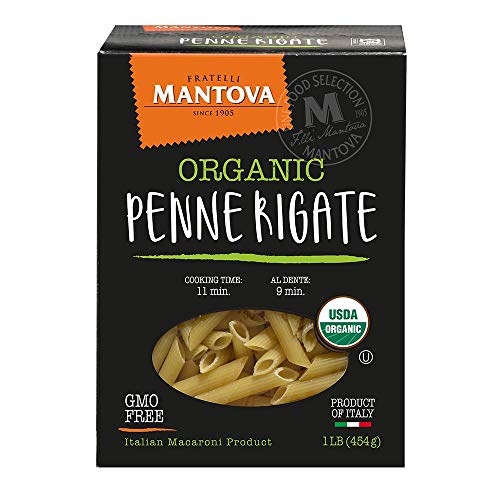 Mantova Italian Organic Penne Rigate Pasta - 100% Durum Semolina Organic Penne Rigate