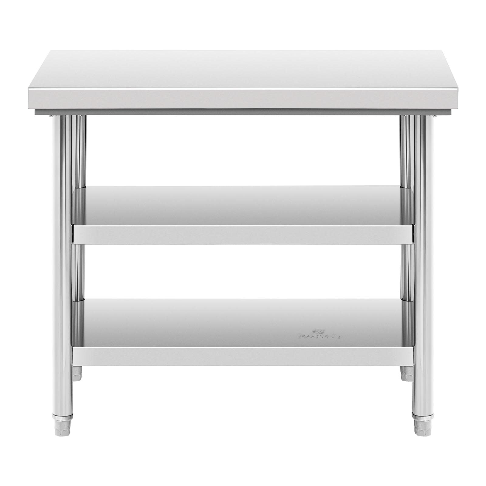 Royal Catering Mesa De Acero Inoxidable para Hostelería RCWT-100X60-3L-E (Capacidad de Carga: 500 kg, Superficie de 100 x 60 cm, 3 Niveles, Acero Inoxidable)