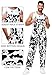 AOBUTE Mens Overalls Animal Cow Printed Adult Adjustable Strap Fashion Onesie Funny Graphic Fall Denim Bib Coverall S