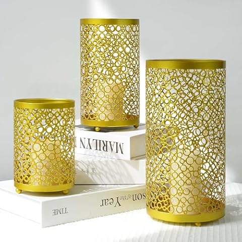 Set of 3 Decorative Metal Candle Holders Cover