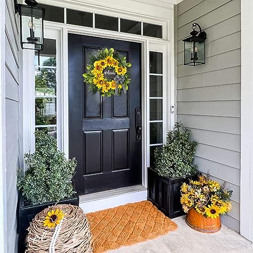 Sunflower-Wreath-with-WelcomeSpring-Summer-Wreath-for-Front-Door-Unique-Housewarming-Giftmotherday-GiftFarmhouse-Porch-DecorSunflower-Wall-DecorWedding-FavorsYear-Round-wreaths-20inch Sunflower Wreath with WelcomeSpring Summer Wreath for Front Door Unique Housewarming Giftmotherday GiftFarmhouse Porch DecorSunflower Wall DecorWedding FavorsYear Round wreaths 20inch