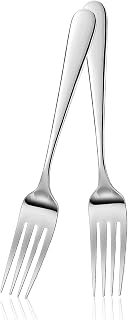 ATB Dinner 8 Inches Stainless Steel Forks Silverware Kitchen Heavy Duty Metal Forks For Home, Kitchen Or Restaurant, Dishwasher Safe (2)