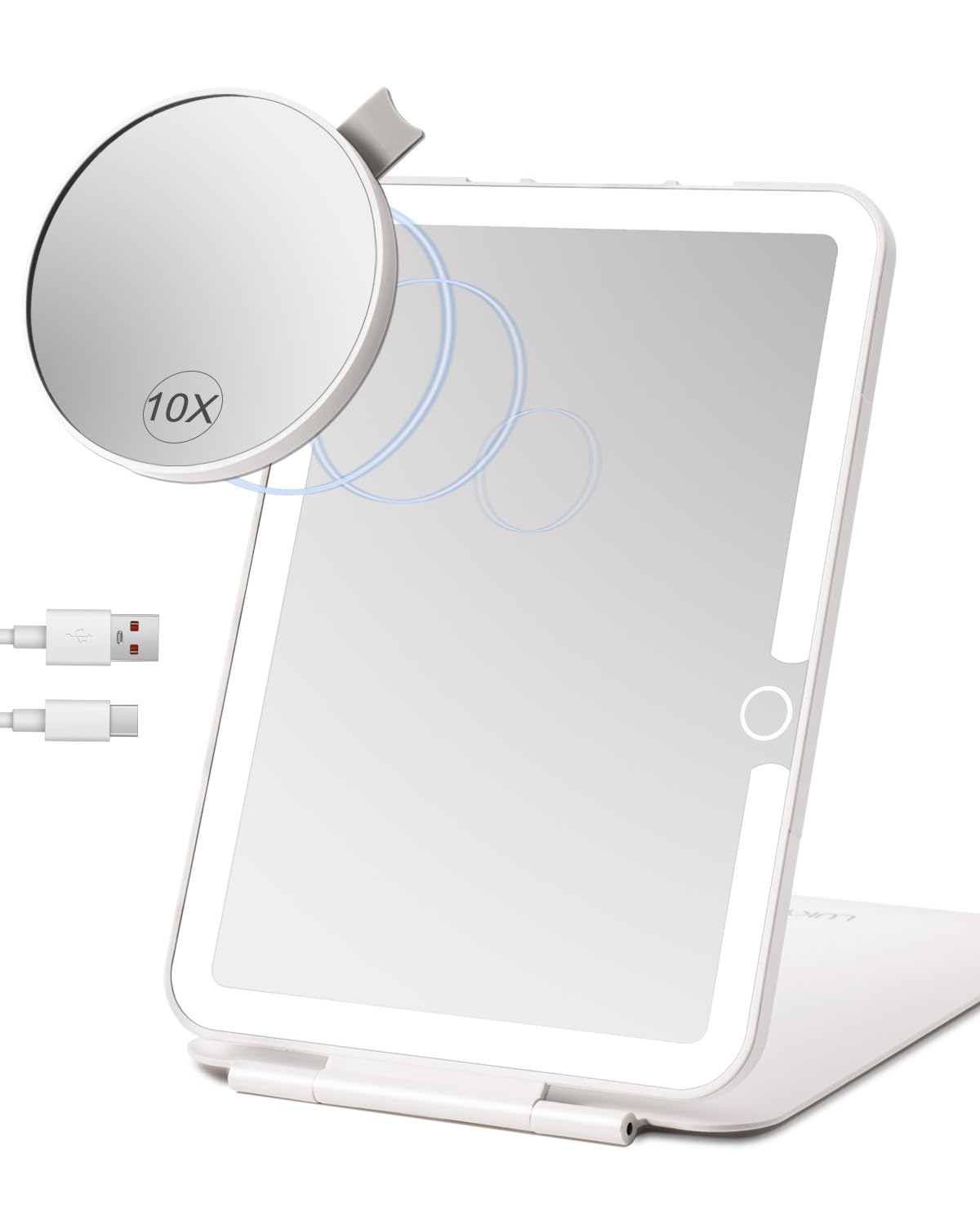 LUKYMIRO Rechargeable Lighted Makeup Mirror with 10X Magnification