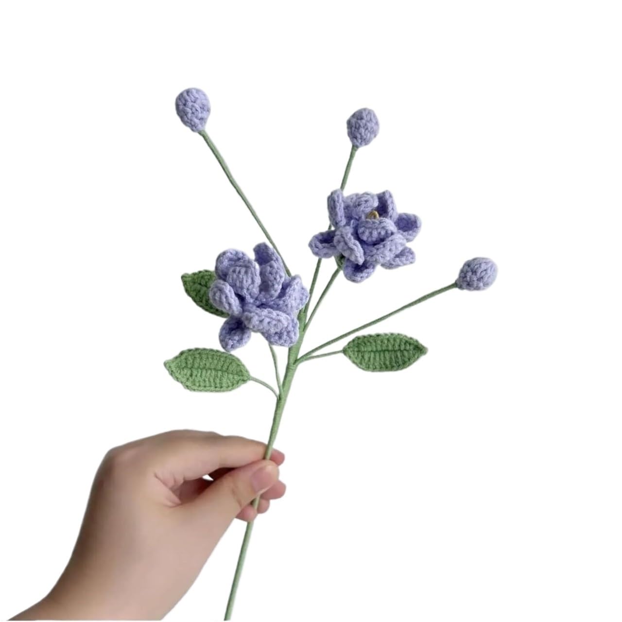 FCfpxwtz Artificial Crochet Flower, 2pcs Handcrafted Crochet Fake Floral Bouquet Multicolor For Weddings Home Decor(Color4)