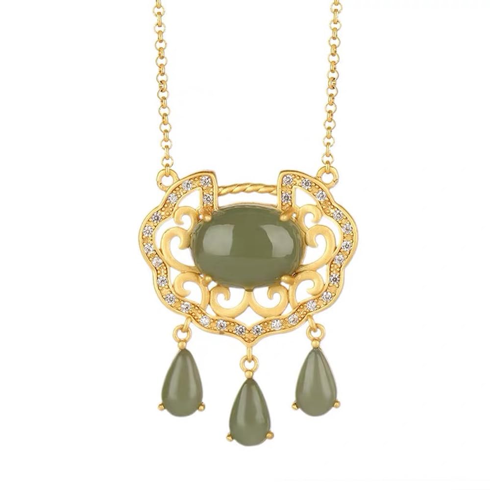 Pendentif en jade vert et argent S925 un cadeau d'anniversaire idéal