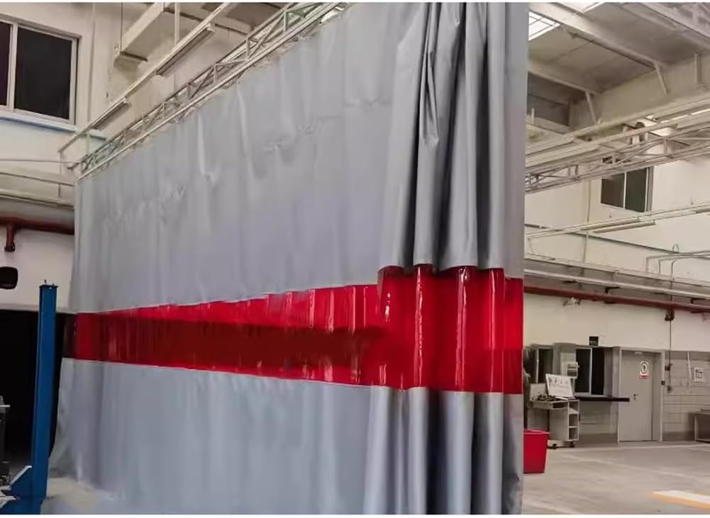 JvFbjLF Silicone Coated Blankets - Flame Retardant - Industrial Partitions - Red Viewing Panels - Home & Workshop(4.5X2.5M)