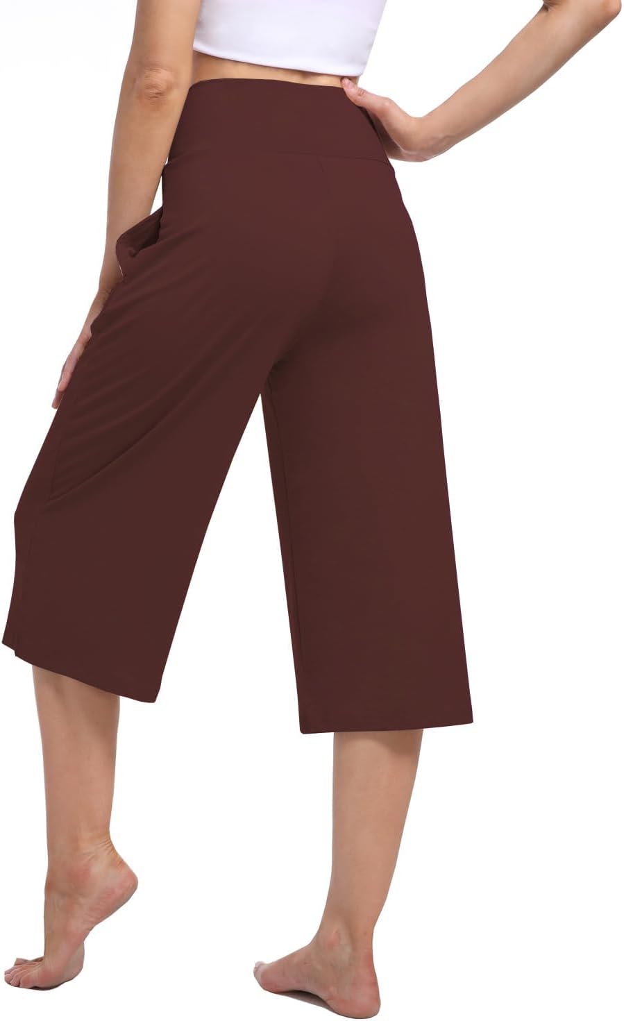 3 Pack Women's Wide Leg Yoga Pants Crossover High Waist Casual Capri Pants Loose Soft Pajama Pocket Sweatpants - Image 2