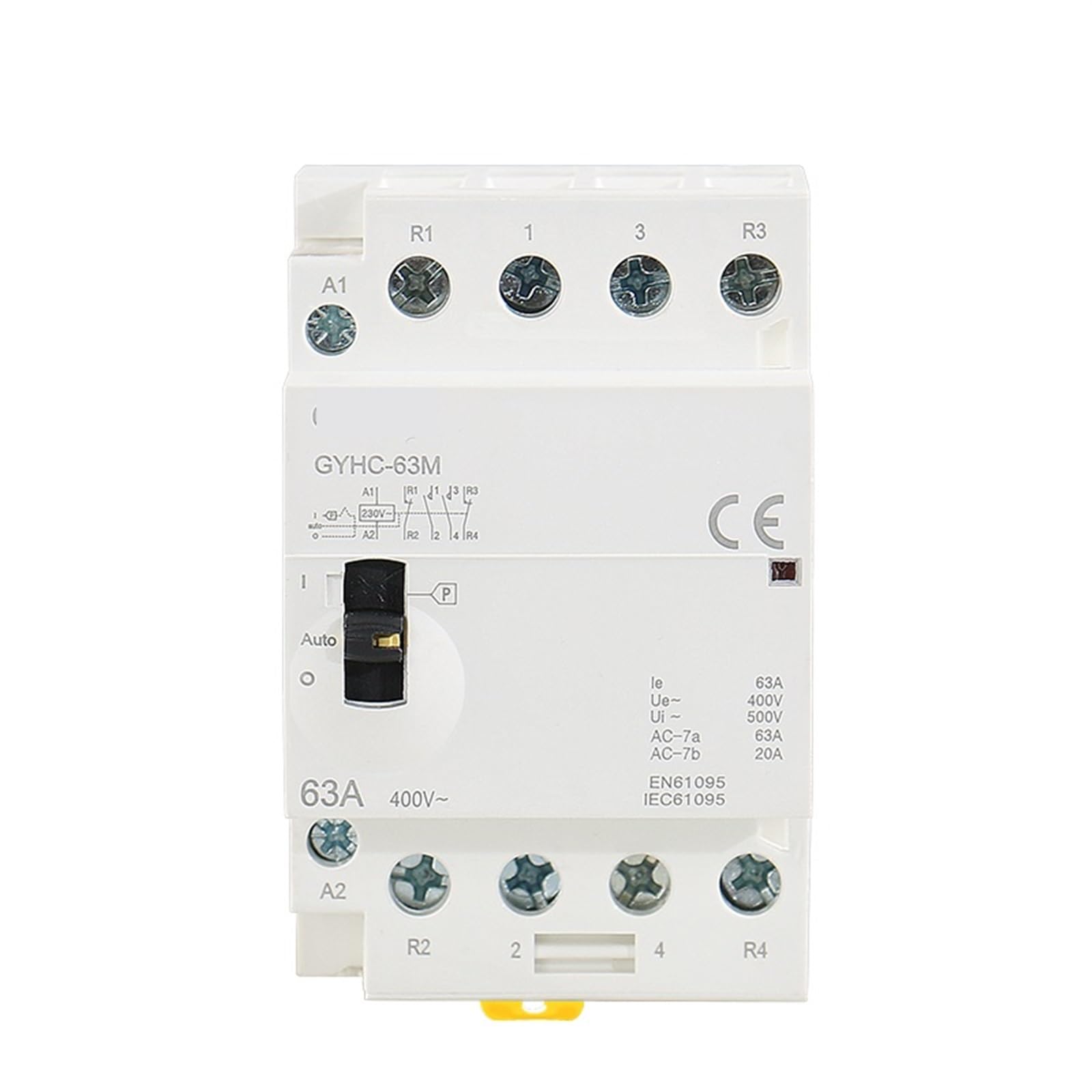 Stycznik modułowy AC do użytku domowego na szynie DIN 4P 40A 63A 2NC2NO lub 4NO 220V/230V 50/60 Hz, obsługa ręczna, 1 szt. (4P 63A 4NO 220V)