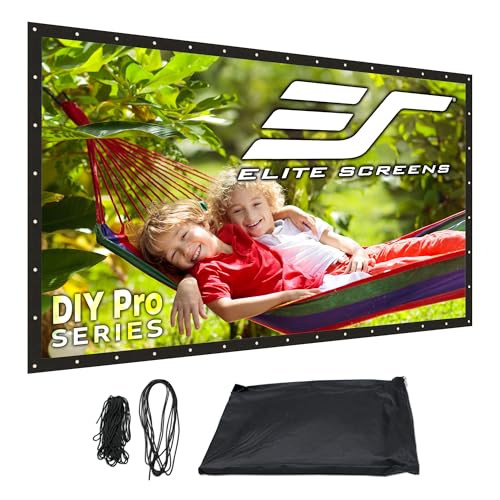 Elite Screens DIY Dual Screen, Indoor/Outdoor Portable Projector Screen, 220-inch 16:9, Movie Home Theater Front Rear Projection Screen with Grommets, Ropes, Carry Bag, Hang Anywhere, DIY220H1-DUAL