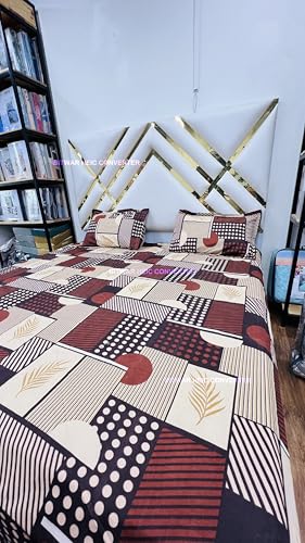 Image of Bombay Cotton Queen Size Double Bedsheet with 2 Pillow Cover | Size 2.24mX2.54 m|100% Cotton (Super Queen, Fruit)