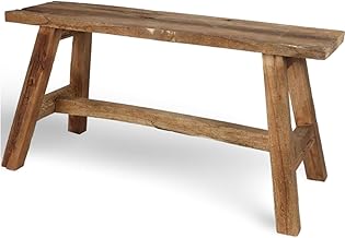 BURI Wooden Bench 90 x 45 x 35 cm Wooden Bench Hallway Country House Plant Stand Flower Stool Living Room Table Coffee Table Sofa Table Decorative Table Stool Shoes Dressing Rustic Brown Entrance