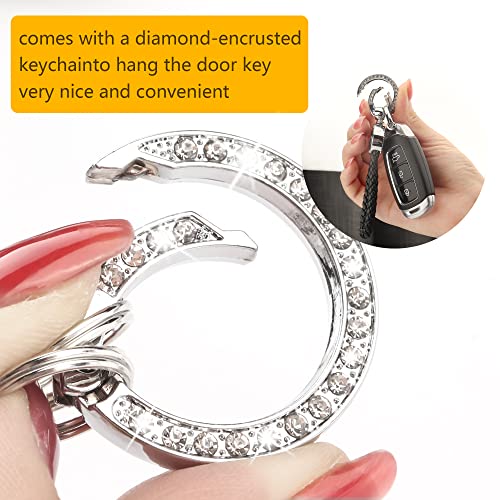 Bling Car Metal Leather Keychain,Universal Leather Key Chain Holder- With 360 Degree Rotatable D-Ring And Screwdriver (Black) #TOP4