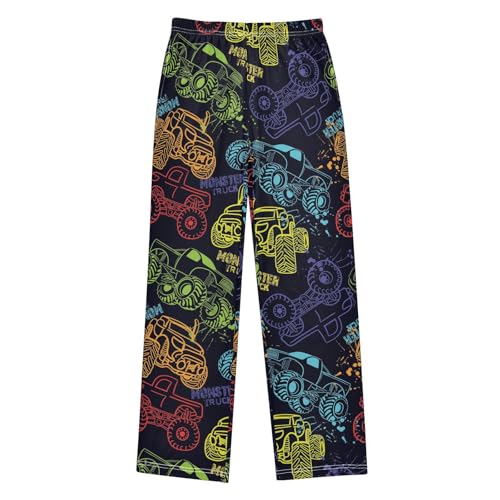 Boys' Pants Monster Truck Car Black Pattern Long Bottoms Jogger Pants Elastic Waist Trousers with Pockets S-XL