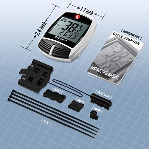 Dream Sport Bike Computer Bicycle Speedometer And Odometer 16-Function Wired Bike Computer Waterproof Dcy016 White #TOP7