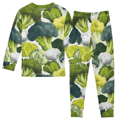 Pajama Sets Long Sleeve Colorful Broccoli and Cauliflower Soft Comfy Sleepwear 2 Piece PJS 3-8T3