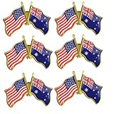 6Pack American Australia Friendship Flag Pins Bulk -1.5” Metal Patriotic US USA Australian Lapel Pins Badge Souvenir For Hat Bag Travel Gifts