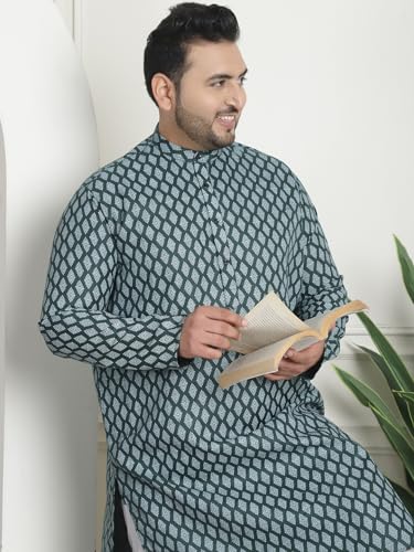 Image of SOJANYA Plus(Since 1958) Men's Cotton Relaxed Fit Straight Radiant Elegance Sequinned Kurta for Navratri, Garba & Puja