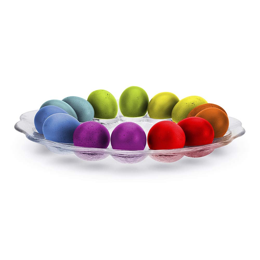 Egg Plate for 14 Easter Plates - Diameter 30 cm Glass Serving Plate - Transparent Easter Decoration Tray
