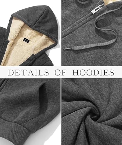 Image of ADBUCKS Hoodies for Women Winter Fleece Sweatshirt - Full Zip Up Thick Soft Fur Lined Hooded Jacket Coat