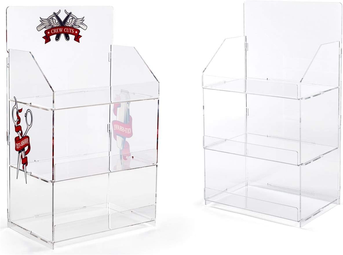 Displays2go Countertop Acrylic Display Case, 3-Tier – Clear (ACKNDSQLG)