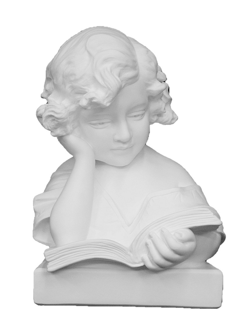 本を読む子供の石膏像 約30cm. アンティーク 本を読む子供の石膏像 約30cm. アンティーク