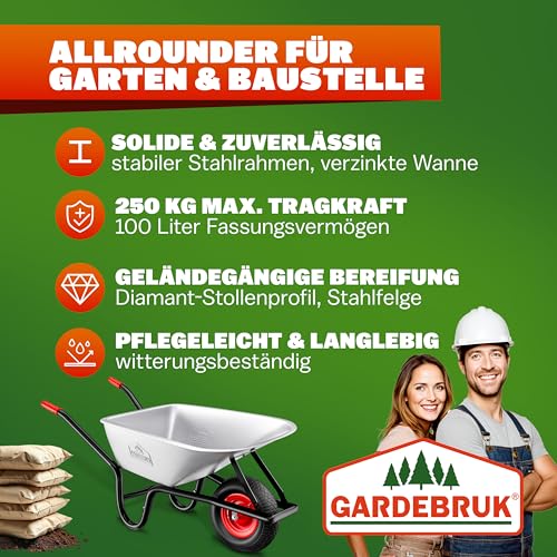 Gardebruk Schubkarre 100 Liter, 250kg Tragkraft - R Produktbild-Vorschau 9