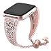 bayite Hollowed-Out Bling Bands Compatible with Fitbit Versa/Versa 2, Metal Bracelet Replacement Band Wristband Accessories Strap for Women, Rose Gold