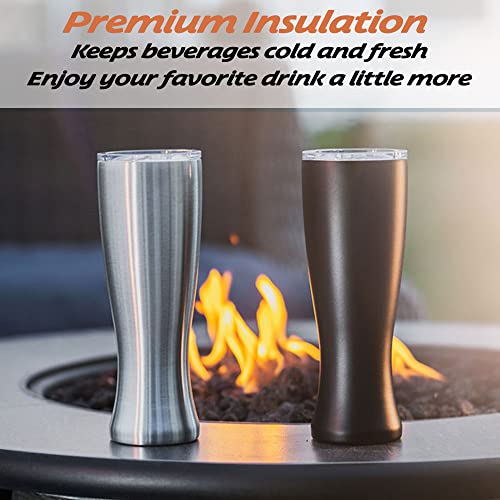 Mason Forge | Stainless Steel Pint Double Insulated Beer Tumbler | Double Wall Vacuum Insulated | Sweat & Condensation Free | Hot Or Cold Beverages | Pilsner Style Glass | 16 Ounce | Set Of 2 #TOP2