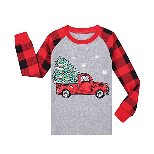 Benaive Boys Christmas Pajamas Kids Xmas Holiday Pjs 100% Cotton, 2-Piece Boys Sleepwear Long Sleeves Set Size 10 - image 3
