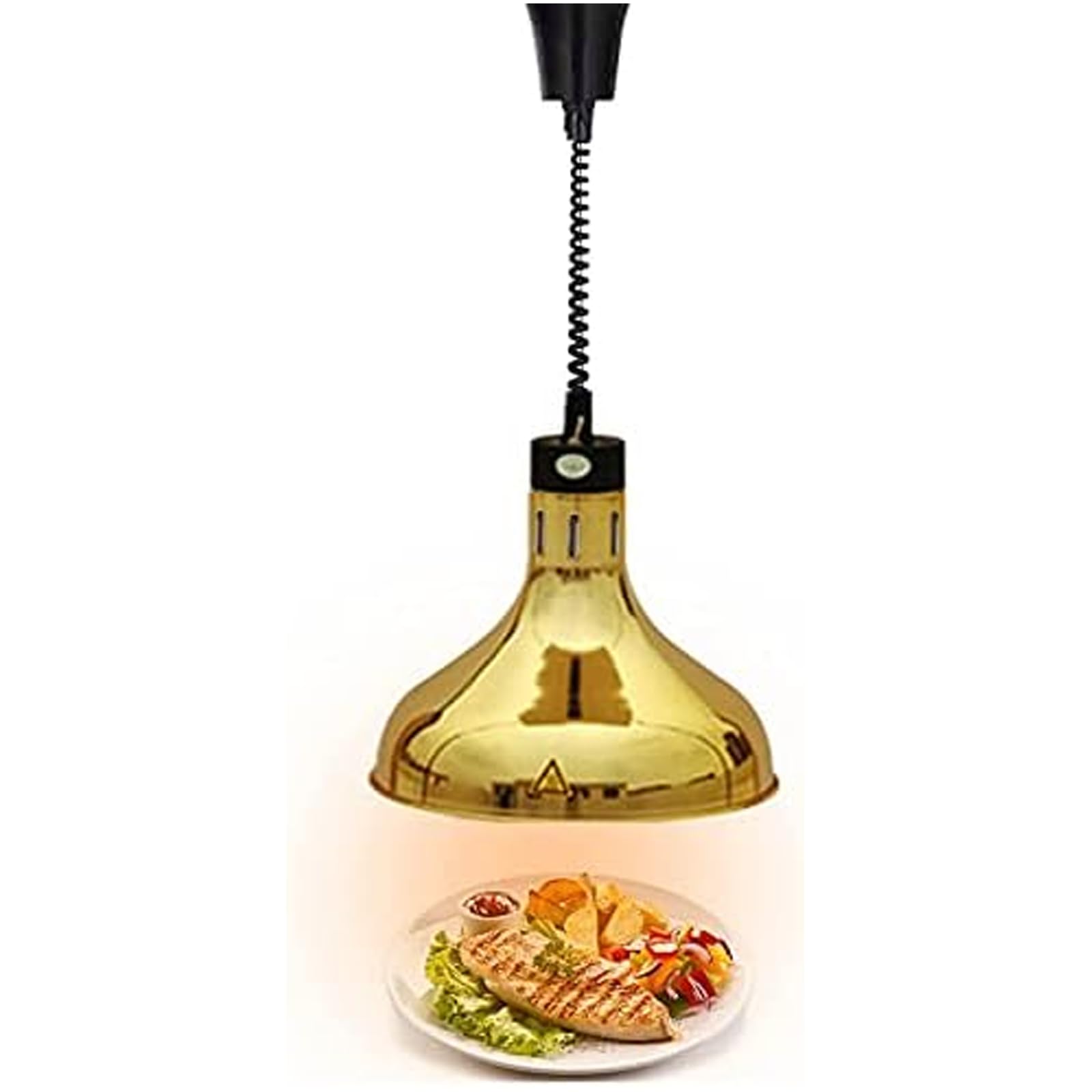 Lampe chauffante pour aliments télescopique 250W dorée pour buffet professionnel