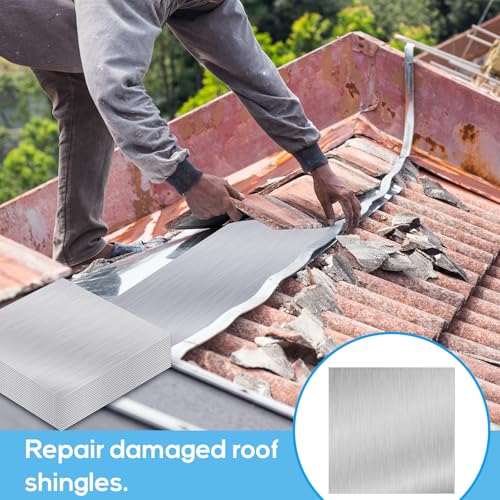 Image of Therwen 10 Pcs Aluminum Flashing Roof Sheet 12 x 12 Inch, Silver