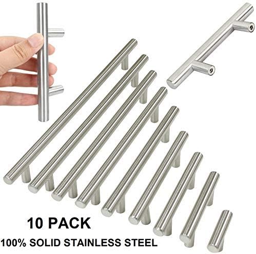 Miniatura 2 de SHG_shop Manija de acero inoxidable de níquel cepillado para gabinete de cocina, tirador en T, tiradores de cajón de cocina y perillas de gabinete